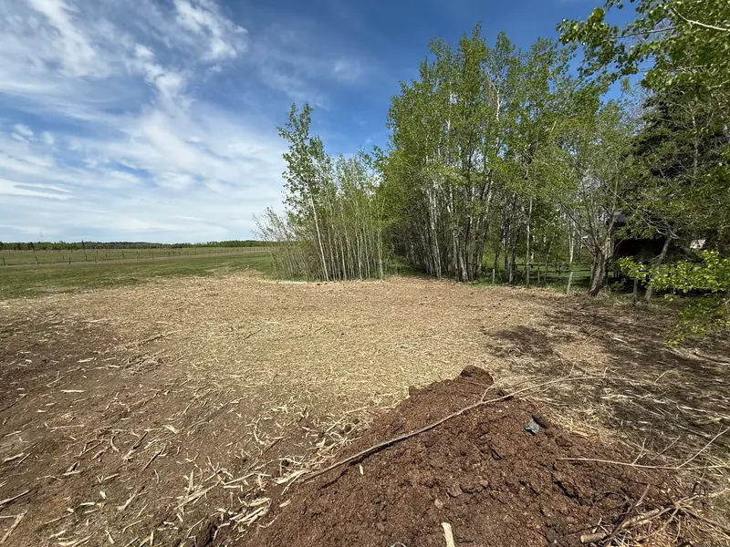 Finished acreage clearing with open ground and retained trees